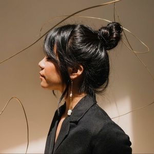 Gold & Pearl Sculptural Drop Earrings